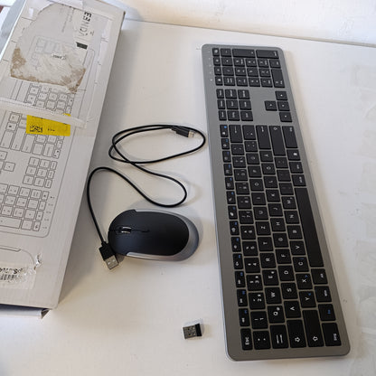 266491 - SEENDA Set tastiere dhe mausi pa tel SK38-3, ultra i hollë, rikarikueshëm, ergonomik, mbulesë pluhuri silikoni, QWERTZ gjerman, i zi/gri
