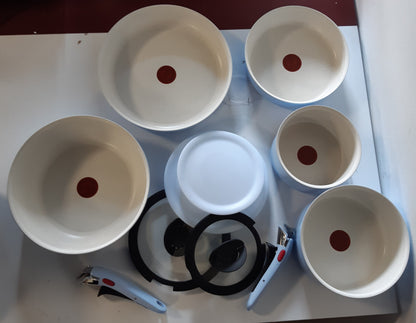 TEFAL Set enësh gatimi Ingenio Serenity, 11 pjesë, set i palosshëm, alumini, shtresë jo ngjitëse Mineralia, dorezë e lëvizshme, i përshtatshëm për induksion, Calm Blue