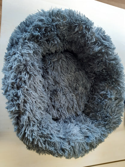 229117 - DONWEI Shtrat i Rrumbullakët për Qen dhe Mace, 50cm, shportë e butë në formë petulle, e larëshme, gri e errët