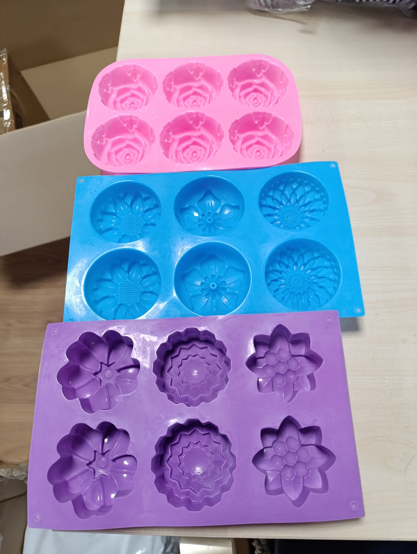 168799 - AIFUDA Set me 3 Kallëpe Sapuni, Silikoni, 6 Zgavra, Kallëpe Lulesh, Kallëpe Pjekjeje për Sapun, Kekë, Torta, Kek Hëne