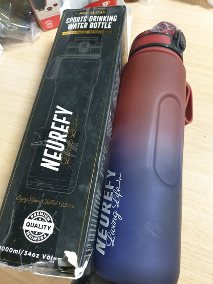258278 - NEUREFY Shishe Uji Sportiv, 1L, e Kuqe dhe Blu, Tritan, i papërshkueshëm nga rrjedhjet, pa BPA