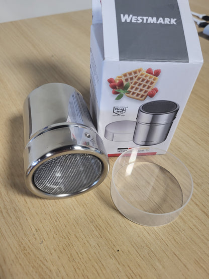 216252 - WESTMARK Enë për sheqer pluhur me kapak freskie, Kapaciteti: 80–100 g, Plastikë/Çelik inox