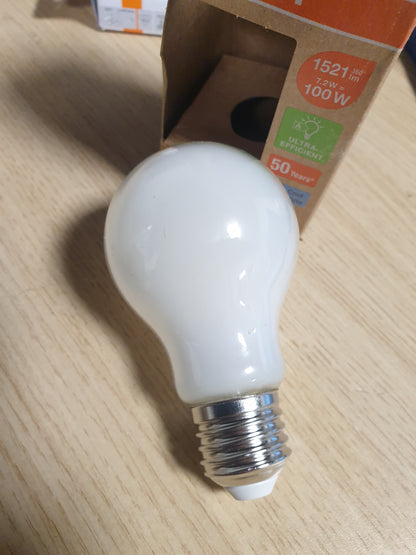 253120 - OSRAM LED SUPERSTAR+ CLASSIC A GL FR 100, E27, 7.2W, 1512lm, 4000K, dritë e bardhë e ftohtë