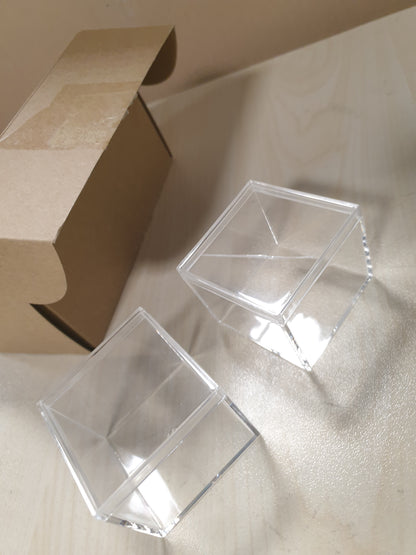229239 - YELARXI - Kuti akrilike me kapak, 5.5 x 5.5 x 4.5 cm, 2 copë, Transparente