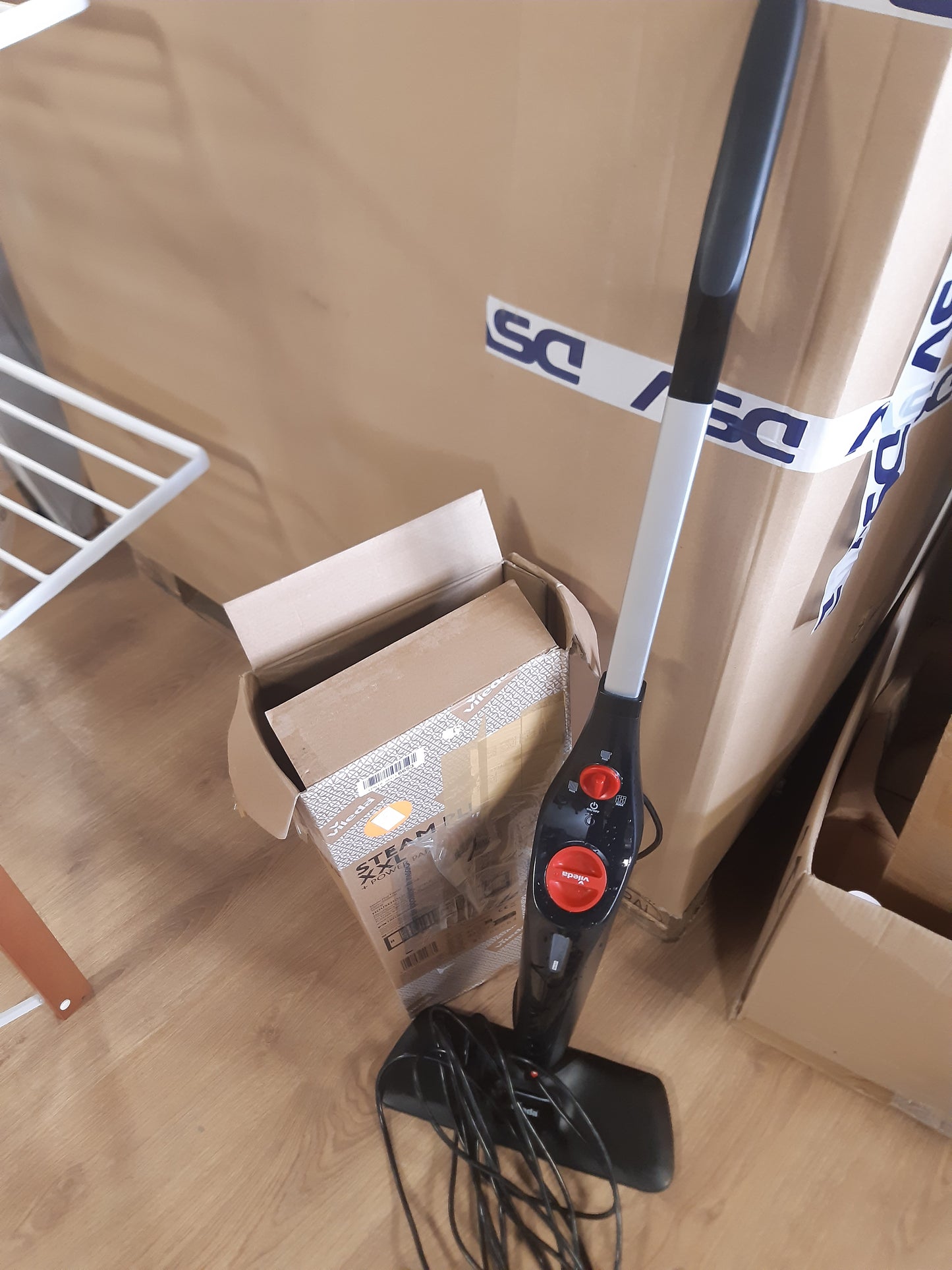 160611 - VILEDA Steam Plus XXL me Power Pad | Mop me Avull pa Përdorimin e Detergjentëve | Eliminon deri në 99.9% të Baktereve dhe Viruseve | Ideale për Dysheme të mbyllura, të Mëdha dhe Qilima