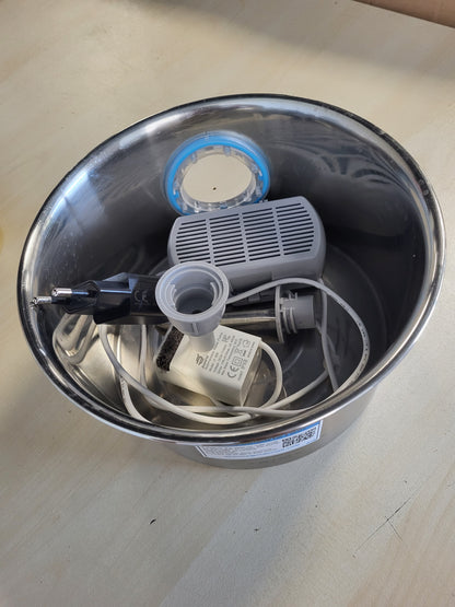 223050 - SHATËRVAN Shatërvan për Mace prej Çeliku Inoks, Automatik Uji për Mace, 2.6L, me Dritare Niveli Uji, Dispenser Uji Elektrik Ultra i Qetë, Filtrim me Shumë Shtresa