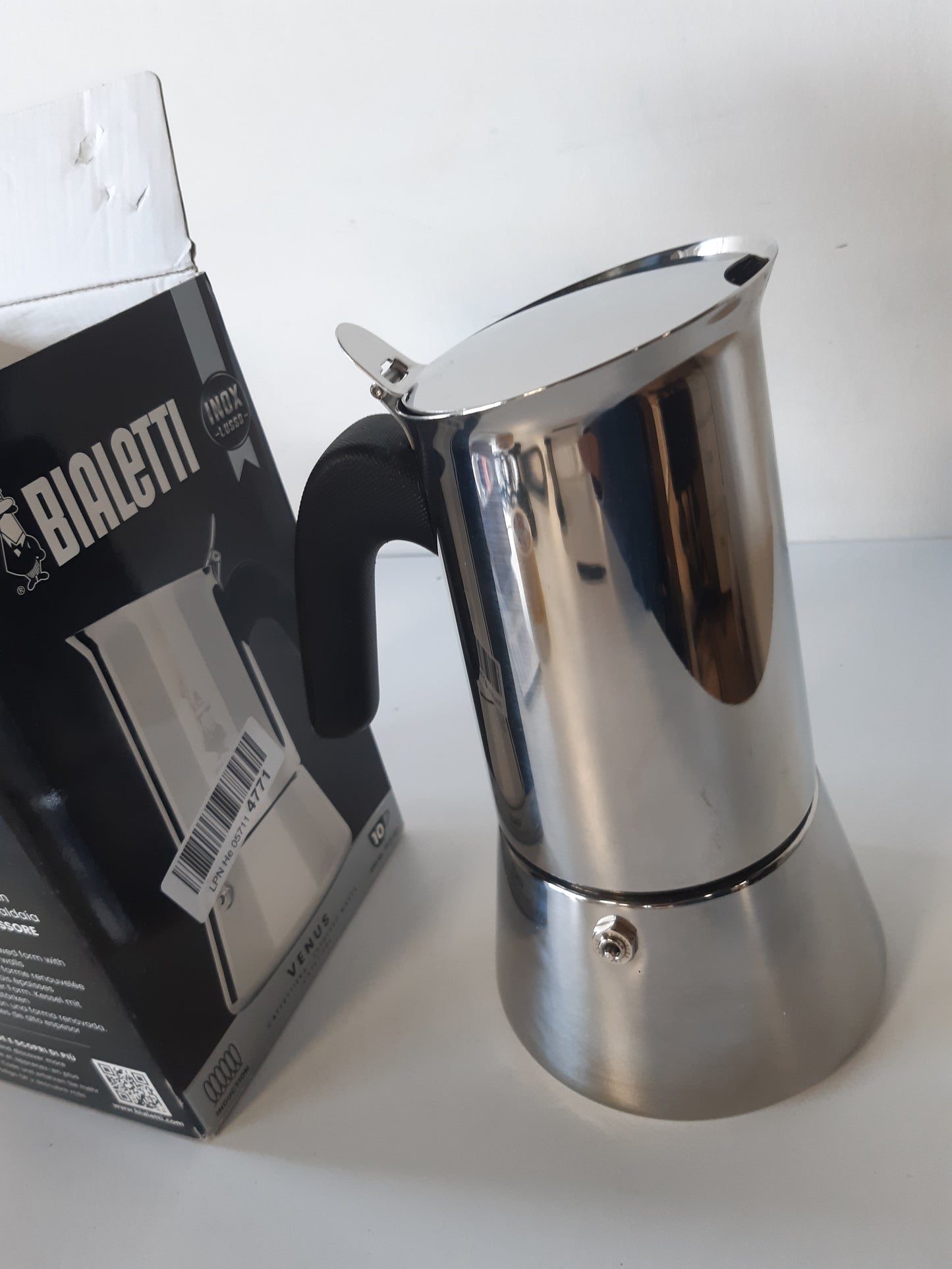 217358 - BIALETTI Venus Induction i Ri, Makinë kafeje Espresso prej çeliku inox, e përshtatshme për të gjitha llojat e sobave, 10 gota (460 ml), Alumini, Argjend