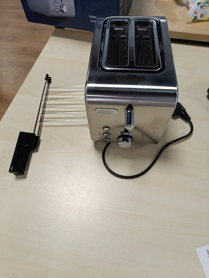 221242 - DE'LONGHI Toster CTX2203.S, me mashë, Kontroll Progresiv i Skuqjes, 3 Funksione, Tabaka për Thërrime, Këmbë që Nuk Rrëshqitin, Fuqi 550 Vat, Plastikë, Ngjyrë Argjendi