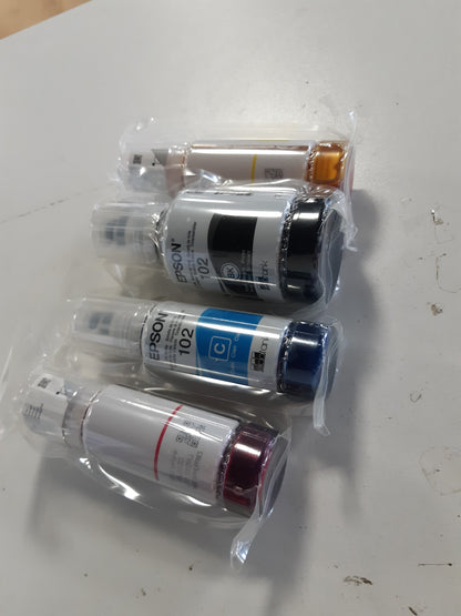 268180 - EPSON Shishe boje origjinale EcoTank Seria 102 - 4 ngjyra: E zezë, cian, magenta dhe e verdhë
