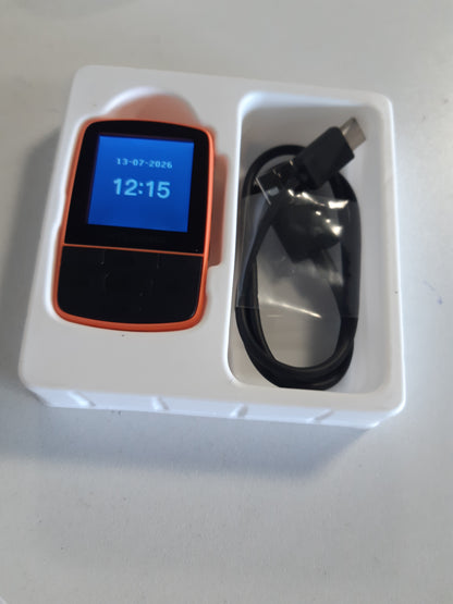 268358 - WOLFANG Pajisje MP3 me Bluetooth 5.2, Kapëse Sportive, Madhësi Mini, Peshë 1 Ons, Mbështet Kartat TF deri në 128GB, Radio FM HiFi, Regjistrues Zëri, Ngjyrë Portokalli
