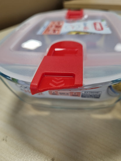 206353 - PYREX - Enë e Drejtkëndëshme Qelqi për Gatuaj dhe Ngroh, me Kapak te Sigurt Hermetik për Mikrovalë, për Ruajtjen e Ushqimit, Përmasa 23 x 15 x 7 cm