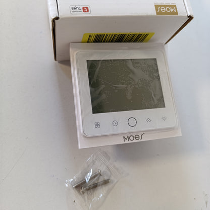 183649 - MOES Termostat Dhome Smart WiFi, 5A, për Sisteme Ngrohjeje Nën Dysheme me Bazë Uji, Kontrollues Temperature me tel WiFi dhe neutral 2.4GHz, i Pajtueshëm me Smart Life/Tuya, Alexa dhe Google Home