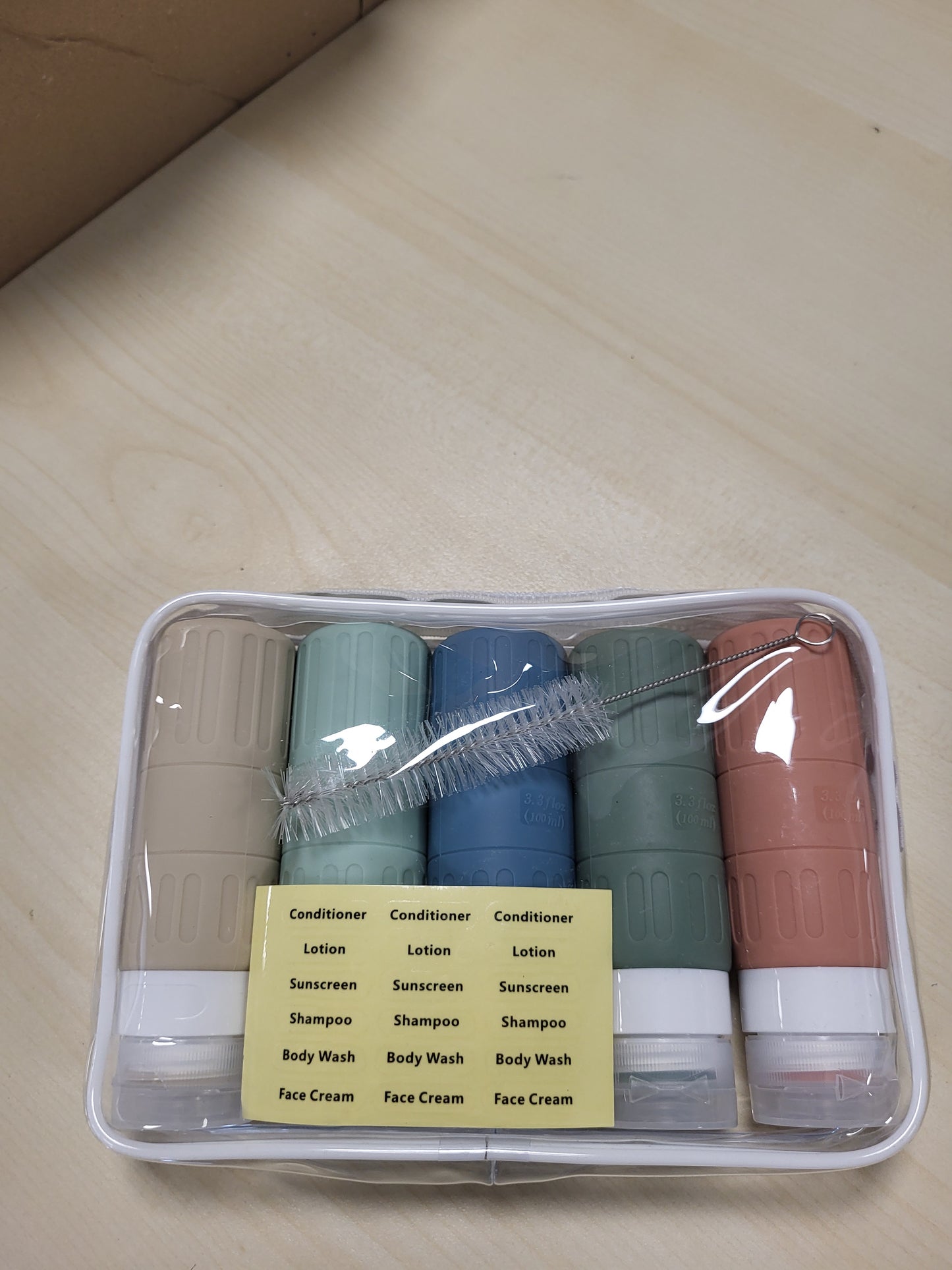 257731 - CAREHABI Shishe udhëtimi me 5 copë silikoni 100ml, të përshtatshme për aeroplan, enë bosh, shishe të rimbushshme për shampo, xhel dushi, locion, kozmetikë, bagazh dore