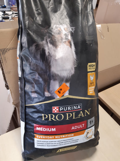 226308 - PURINA PRO PLAN - Ushqim i Përditshëm për Qen të Rritur Mesatarë, I Pasur me Pulë, Qese 14 kg