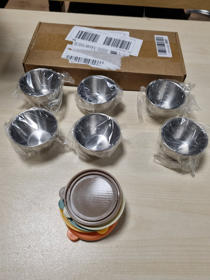 225090 - VINEST - Enë me 6 pjesë për salcë me kapakë silikoni, Enë për salcë sallate prej çeliku inox 80ml