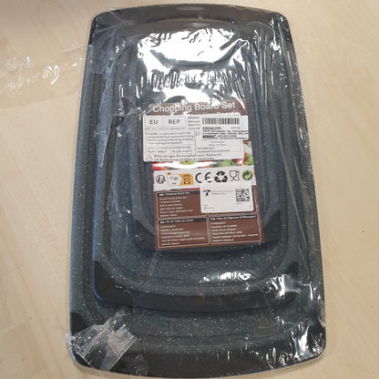202816 - KIMIUP Set Dërrasash Prerëse Plastike, Pa BPA, 3 Dërrasa Prerëse me Doreza Mosrrëshqitëse, të Lavueshme në Lavastovilje - Gri e Errët