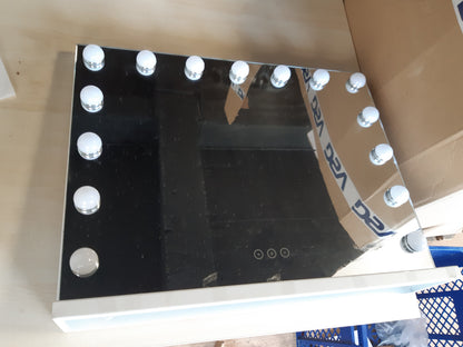 221509 - NUSVAN Pasqyrë tualeti me drita, 15 llamba LED, 3 mënyra ndriçimi, portë karikimi USB, 22.8x18 inç, e bardhë