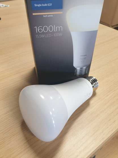 261185 - PHILIPS HUE White E27, 1600lm, dritë e bardhë e ngrohtë, e errësueshme, kontroll nëpërmjet aplikacionit, e pajtueshme me Amazon Alexa