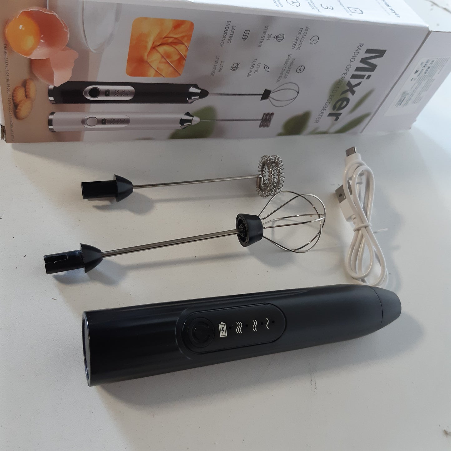 224448 - EBUYFIRE SHKUMËZUES QUMËSHTI ELEKTRIK, RRAHËSE ME USB, 3 SHPEJTËSI, 2 RRAHËSE PËR KAPUÇINO, KAFE