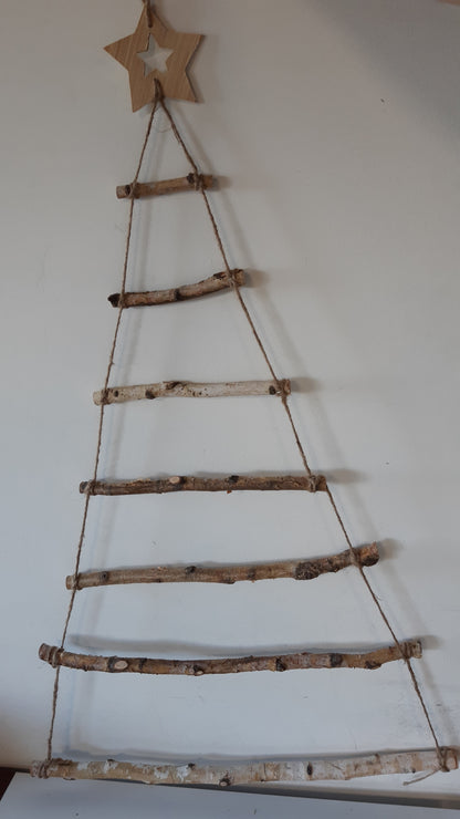 167114 - GWHOLE Shkallë druri për Pemë të varur të Krishtlindjeve, Kalendar Adventi, Dekorim muri për Krishtlindje, Madhësia 90 x 60 cm