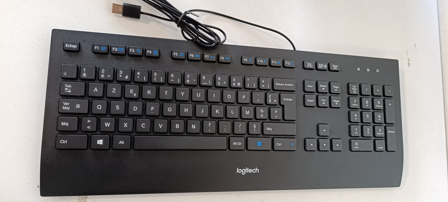 266525 - LOGITECH Tastierë K280e Pro me Tel për Windows/Linux/Chrome, USB Plug-and-Play, Madhësi e Plotë, Frëngjisht AZERTY - E Zezë