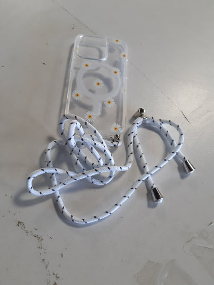 267088 - Yoedge Mbrojtëse Magnetike për iPhone 15 Pro 6.1", transparente, përputhshme me MagSafe, me rrip silikoni TPU, rezistente ndaj goditjeve, model margarita