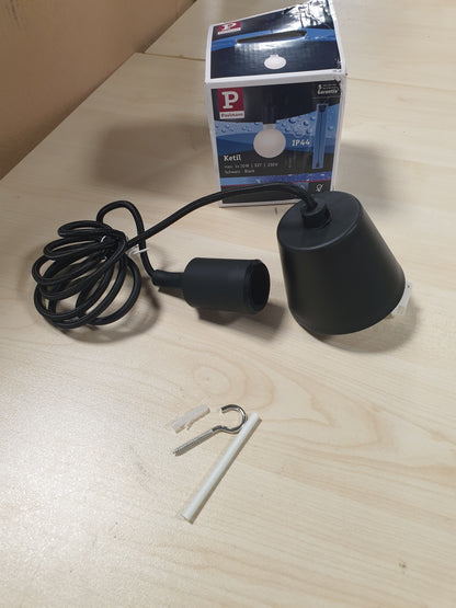 223463 - PAULMANN Llambë Varëse 50346 Neordic Ketil, 1 Llambë, Mbrojtje nga Spërkatjet IP44, Maks. 20W, E zezë, Llambë Tavani, Silikon, Plastikë, E27