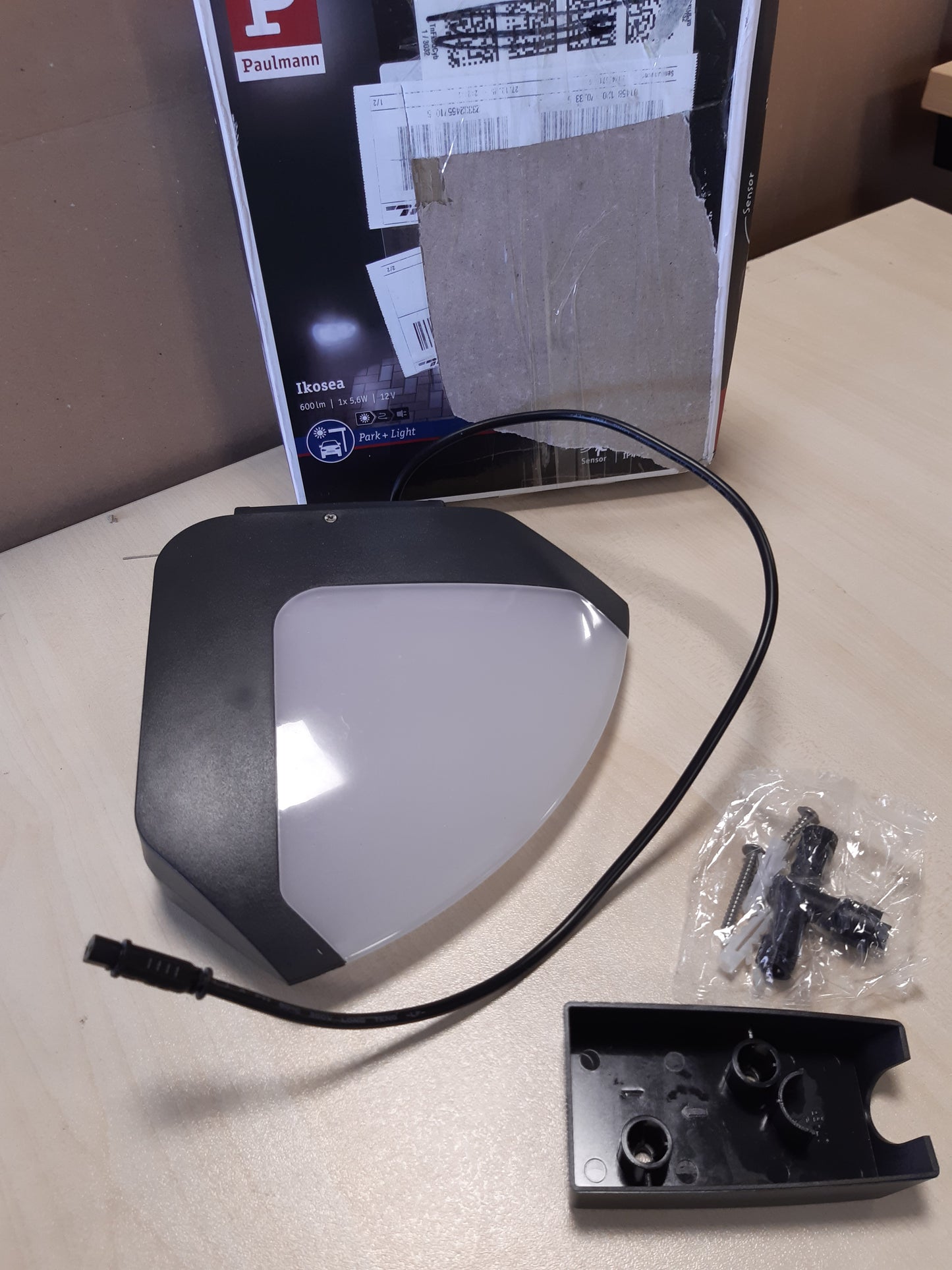 255287 - PARK + LIGHT Llambë Muri LED për Jashtë, Ikosea me Detektor Lëvizjeje, 2x5.6 W, e Bardhë e Ngrohtë, Antracit, Plastike, 3000 K