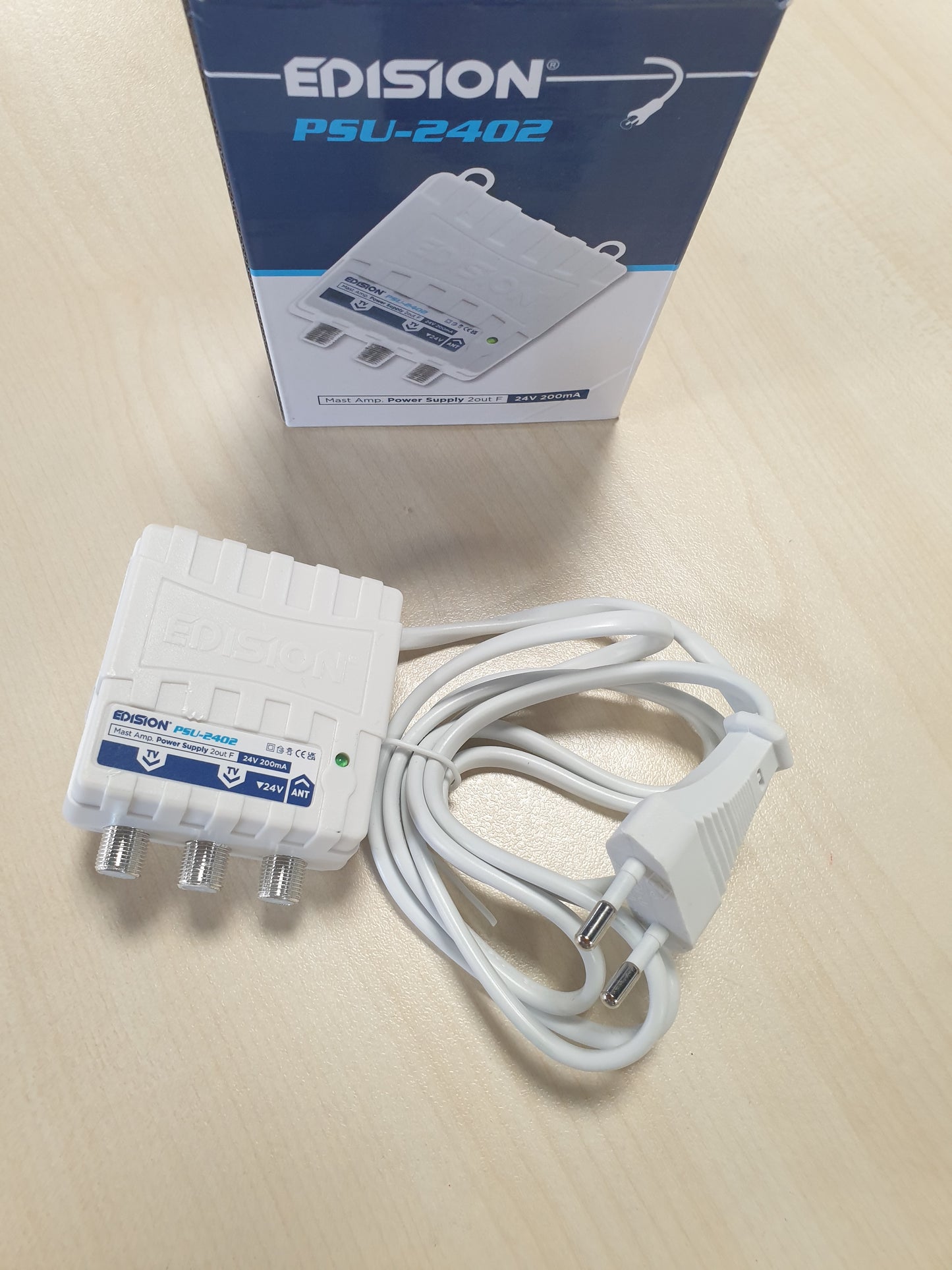 267212 - EDISION PSU-2402 - Furnizim me energji DC 24V 200mA, 5-862MHz, 1 hyrje, 2 dalje, për amplifikatorë masterësh të antenës televizive