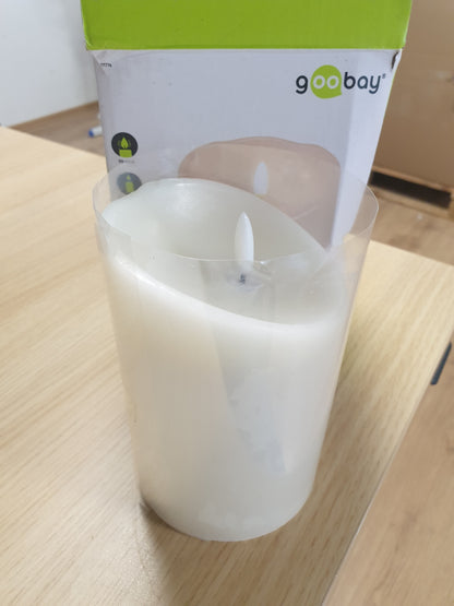 224659 - GOOBAY - Qirinj LED, Qirinj me Dyllë të Vërtetë, të Bardhë 10x15 cm, Funksion Kohëmatësi, Funksionim me Bateri 3D, Ngjyrë e Bardhë e Ngrohtë
