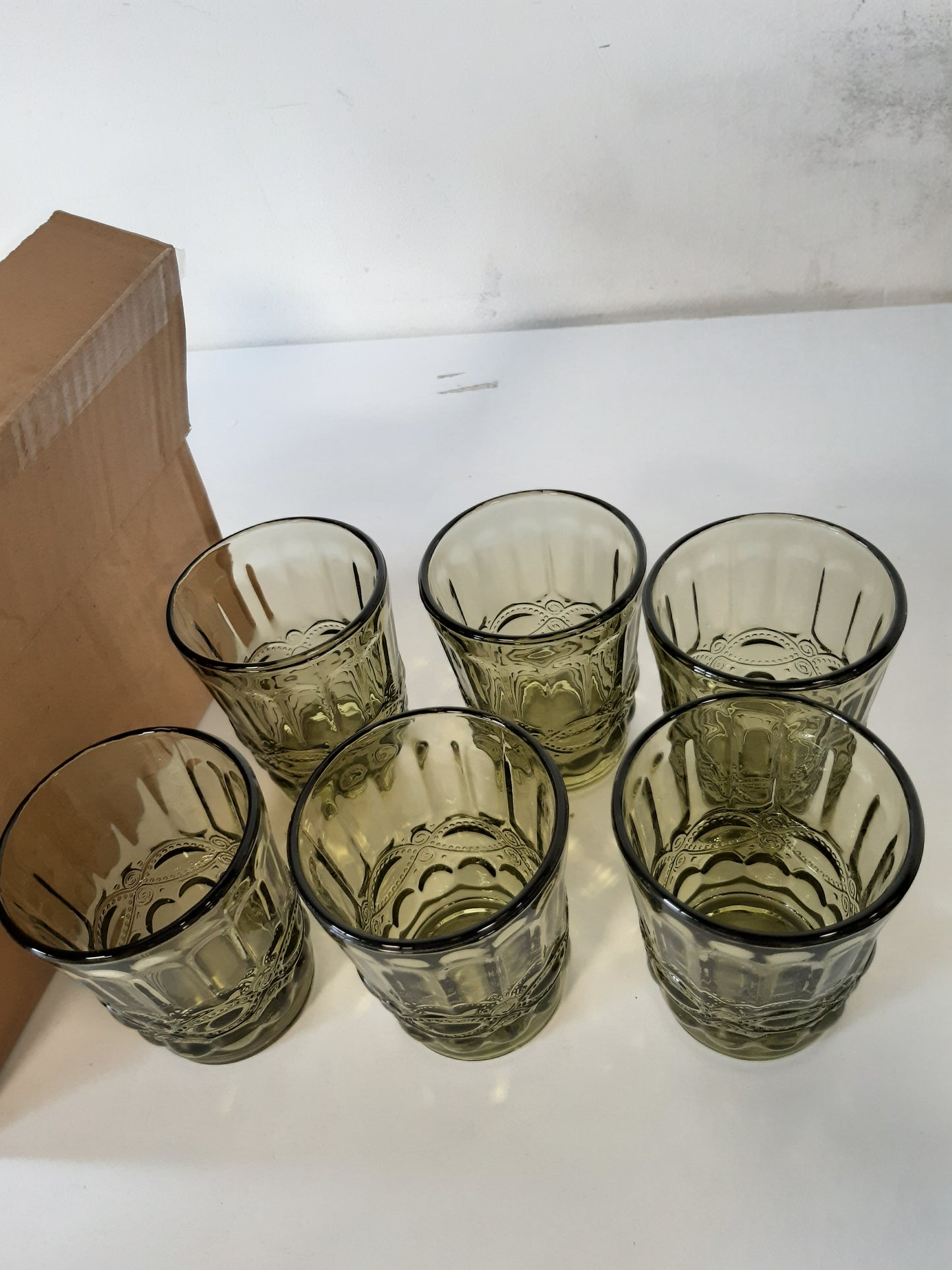 246711 - GARCÍA DE POU - 6 Njësi - Vazo 'Vintage' 250 ml, 8x10 cm, Kristal Jeshile