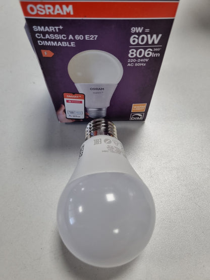 224892 - OSRAM Llampa LED SMART A60, E27, 9W, ZigBee 3.0, 2700K, kontroll aplikacioni, Alexa, Asistent Google