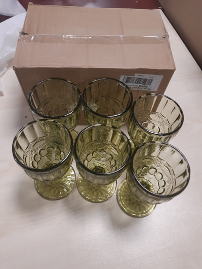 246287 - GARCIA DE POU 6 Njësi - Gota Vere Vintage 260 ml, 8 x 15.5 cm, Jeshile Kristali