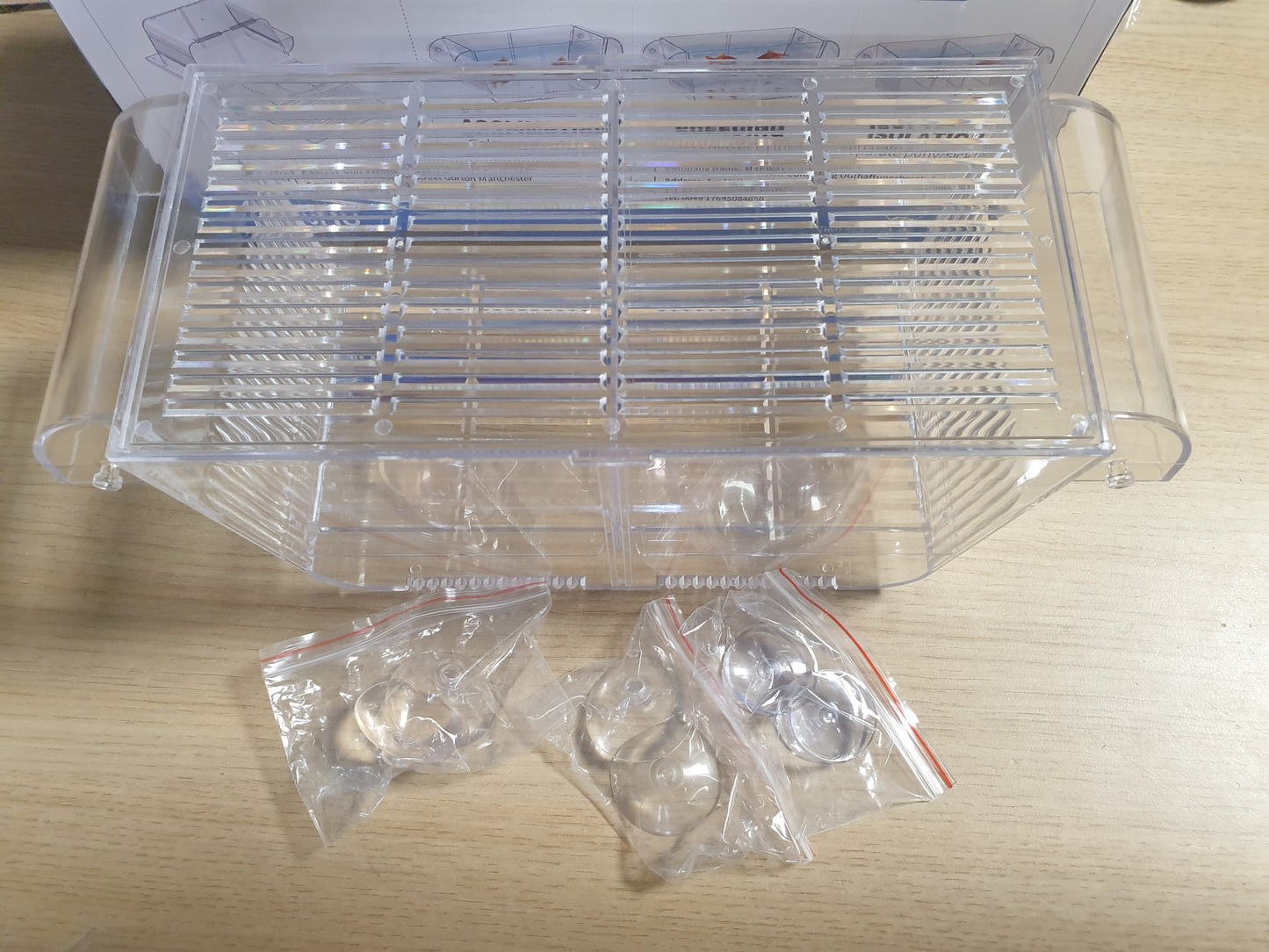 224269 - PAWFLY Inkubator Peshku Akuariumi me 6 Gota Thithëse, Vagon Akrilik për Peshq të Vegjël, Karkaleca, Betta, Guppie, Platie