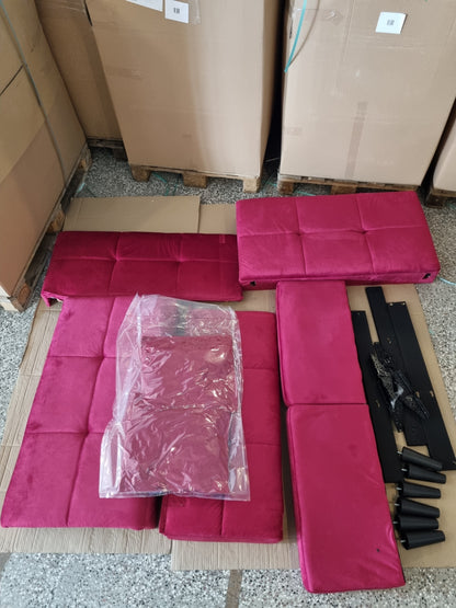 181517 - VIDAXL Divan-Krevati 2-Vendësh me 2 Jastëkë, Materiali: Kadife, Ngjyra: e Kuqe Bordo