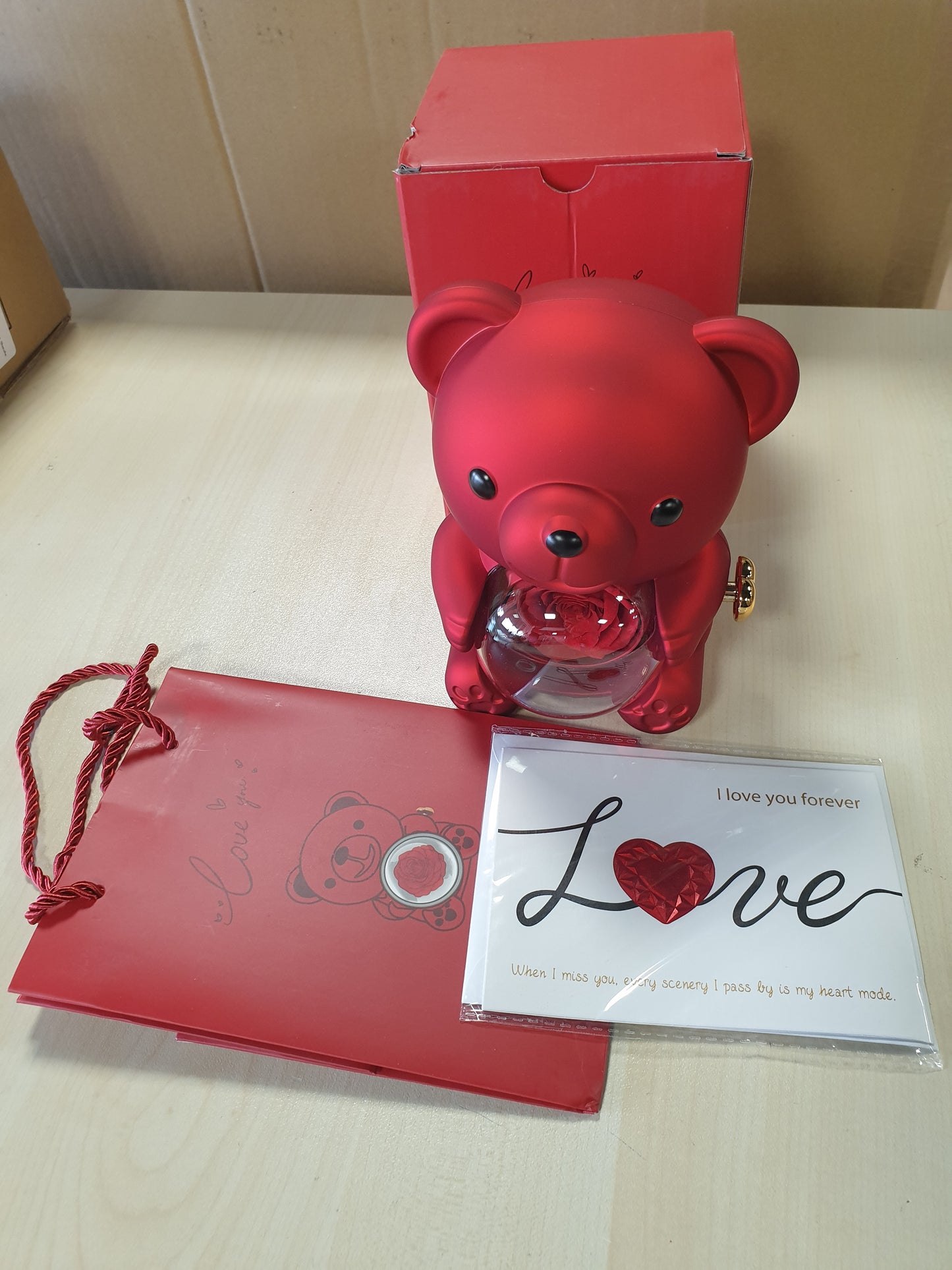 163881 - ARUSHI WUSUPU me Trëndafil të Ruajtur dhe Gjerdan, Kuti Dhurate, Ideale për Ditën e Shën Valentinit, Ditën e Nënës, Përvjetor