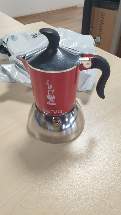 226880 - BIALETTI Makinë kafeje me induksion Fiammetta, 2 filxhanë (100 ml), e përshtatshme për të gjitha sobat, dizajn elegant, e kuqe