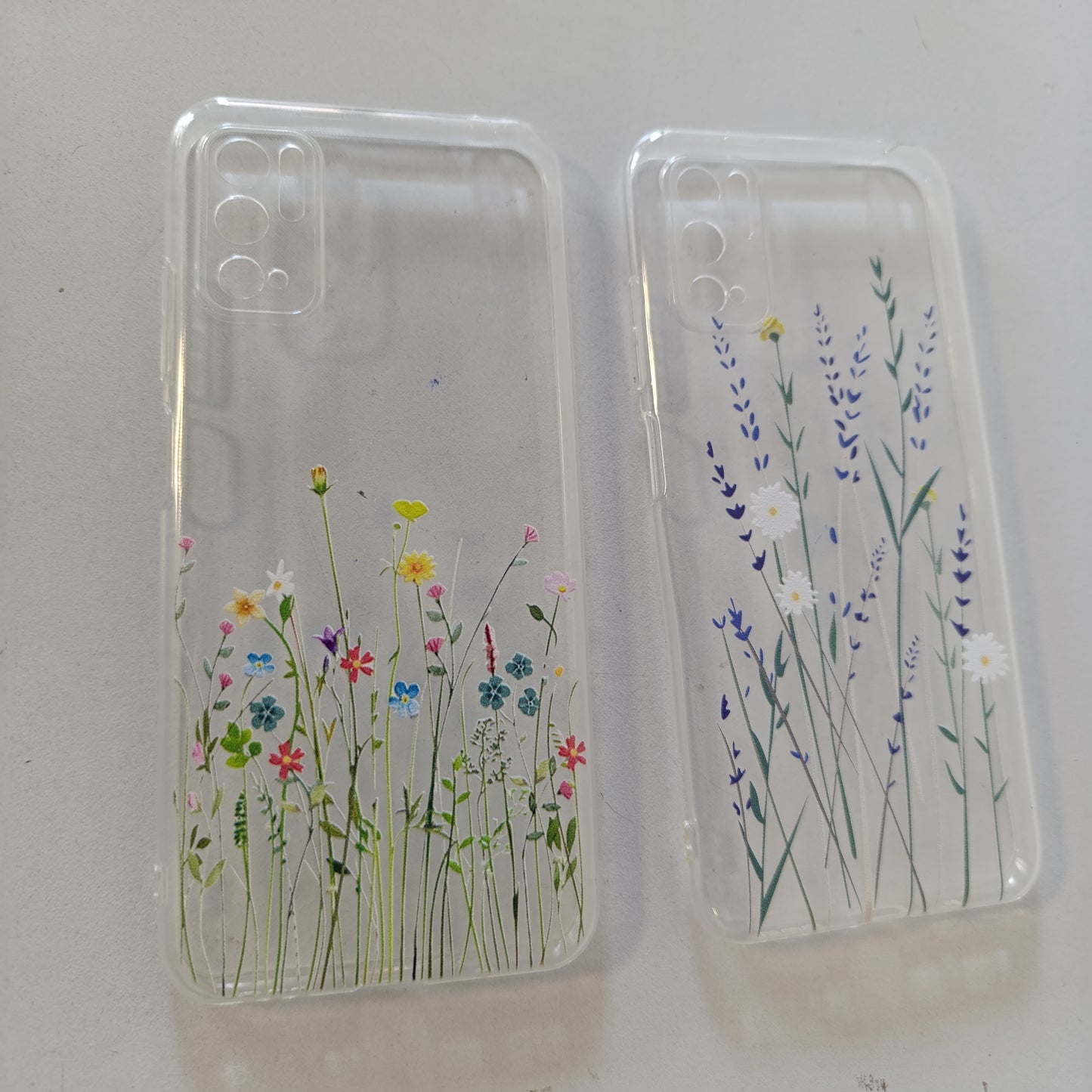 267089 - Yoedge Mbështjellëse telefoni 2 copë për Xiaomi Redmi Note 10 / Note 10T 5G, me motive lulesh transparente 6.5", silikon i butë, transparent, mbrojtës ndaj goditjeve