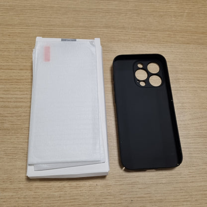 267310 - NATIIOSIE Mbështjellëse ultra e hollë telefoni për iPhone 15 Pro, PP, 2 mbrojtëse ekrani, mbulesë e hollë dhe e lehtë, mbrojtje e plotë e kamerës, mbulesë mbrojtëse mat rezistente ndaj gërvishtjeve - e zezë