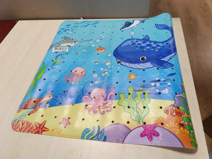 215970 - OTRAKI Dysheme banje kundër rrëshqitjes, 53x53cm, me vrima kullimi dhe gota thithëse, e larë në lavatriçe, blu