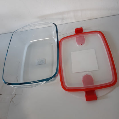 262926 - PYREX Enë qelqi drejtkëndëshe me kapak hermetik 2.5L për mikrovalë, për ruajtjen e ushqimit