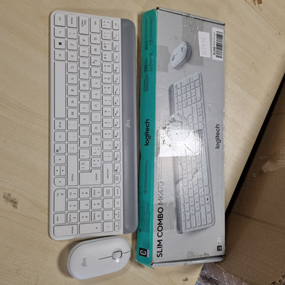 267931 - LOGITECH Set tastiere dhe mausi pa tel MK470 Slim Combo, lidhje 2.4 GHz me marrës nano USB, rreze veprimi 10 m, jetëgjatësi baterie 18-mujore, PC/Laptop, paraqitje QWERTY në spanjisht - e bardhë e zbehtë/e bardhë