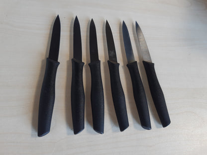 228493 - ARCOS Set 6 thikash qërimi 10 cm, çelik inox, dorezë ergonomike polipropileni, ngjyra: E zezë