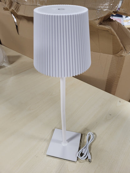 219456 - Llambë tavoline LED me bateri me prekje pa tel, 4000mAh, 3 temperatura ngjyrash, e përshtatshme për përdorim të brendshëm dhe të jashtëm, material metalik USB-C, e bardhë, 1 copë