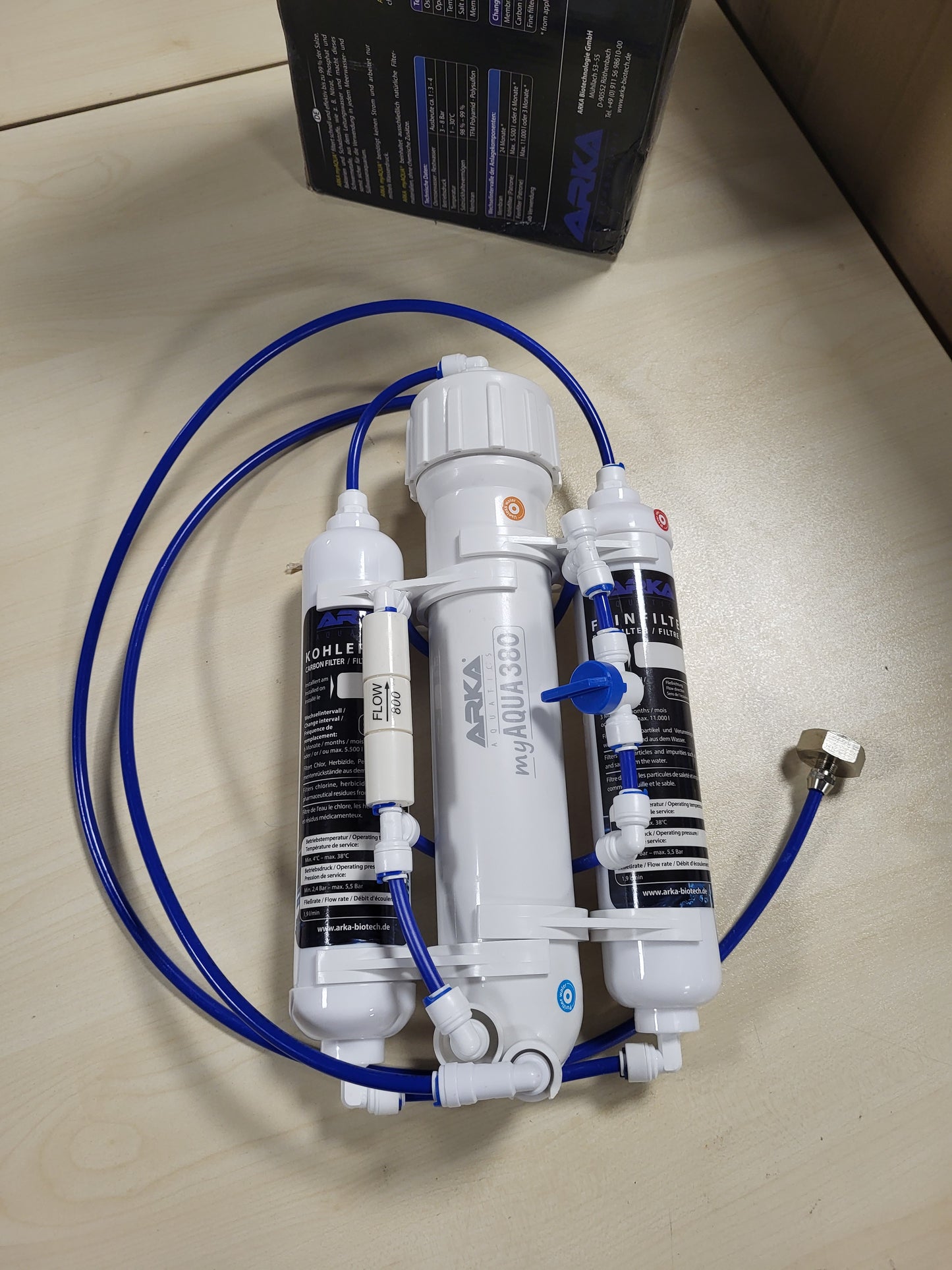 217230 - ARKA Sistem osmoze për akuariume 380 l/ditë – Set i plotë i sistemit myAQUA 380 me osmozë të kundërt – largon 99% të ndotësve, kripërave dhe baktereve – filtër uji dhe zbutës – për përdorim shtëpiak dhe akuarium
