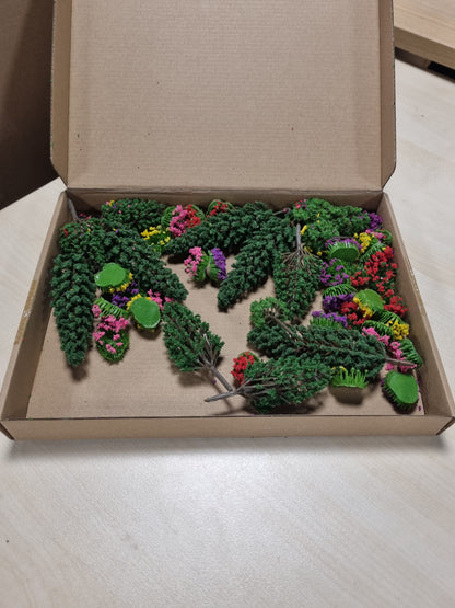 216440 - ZDHSUFNVW 39 copë pemë model ndërtimi 1.5-13cm dhe lule livadhi pemë miniaturë diorama pajisje ndërtimi model për peizazh kopshti miniaturë DIY pyll i përzier matës n hekurudhë model