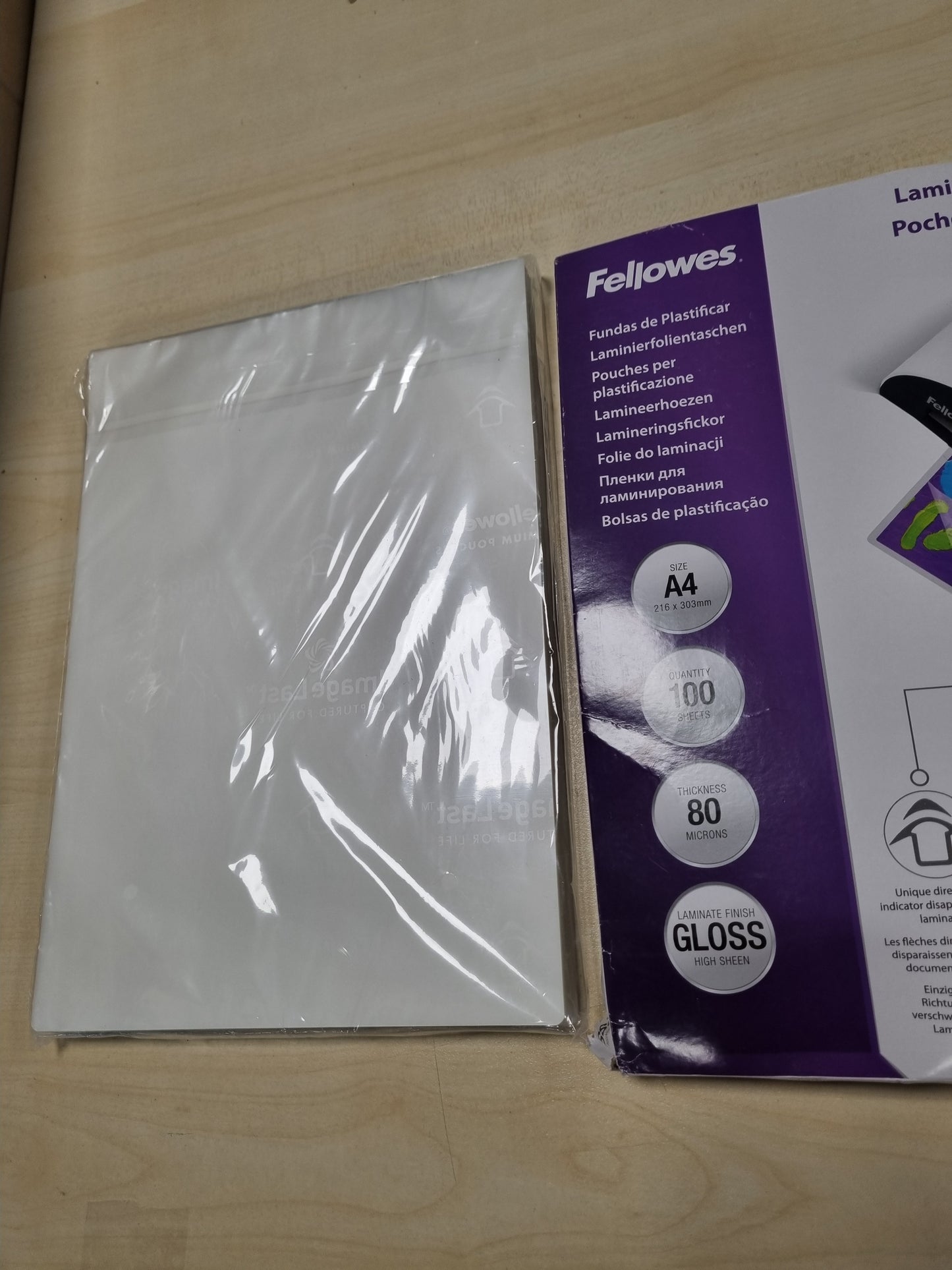 267297 - Fellowes Qese laminimi A4 80-mikron - Pako me 100 fletë laminimi - Teknologjia ImageLast - Me shkëlqim