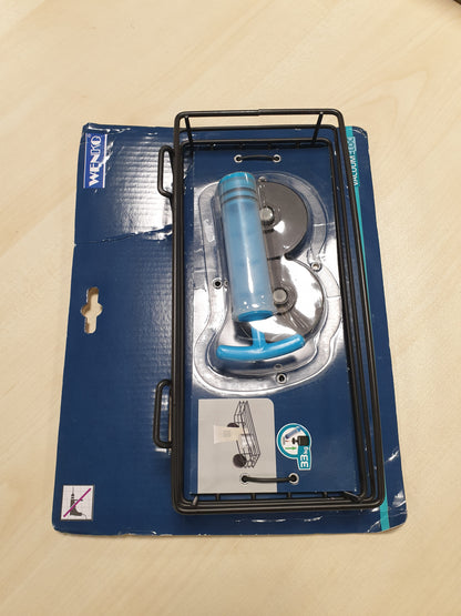 227966 - WENKO Raft muri Vacuum-Loc, dizajn shporte me tela të hapur, montohet pa shpime, çelik i lyer, përmasat: 26 x 6.5 x 14 cm, i zi
