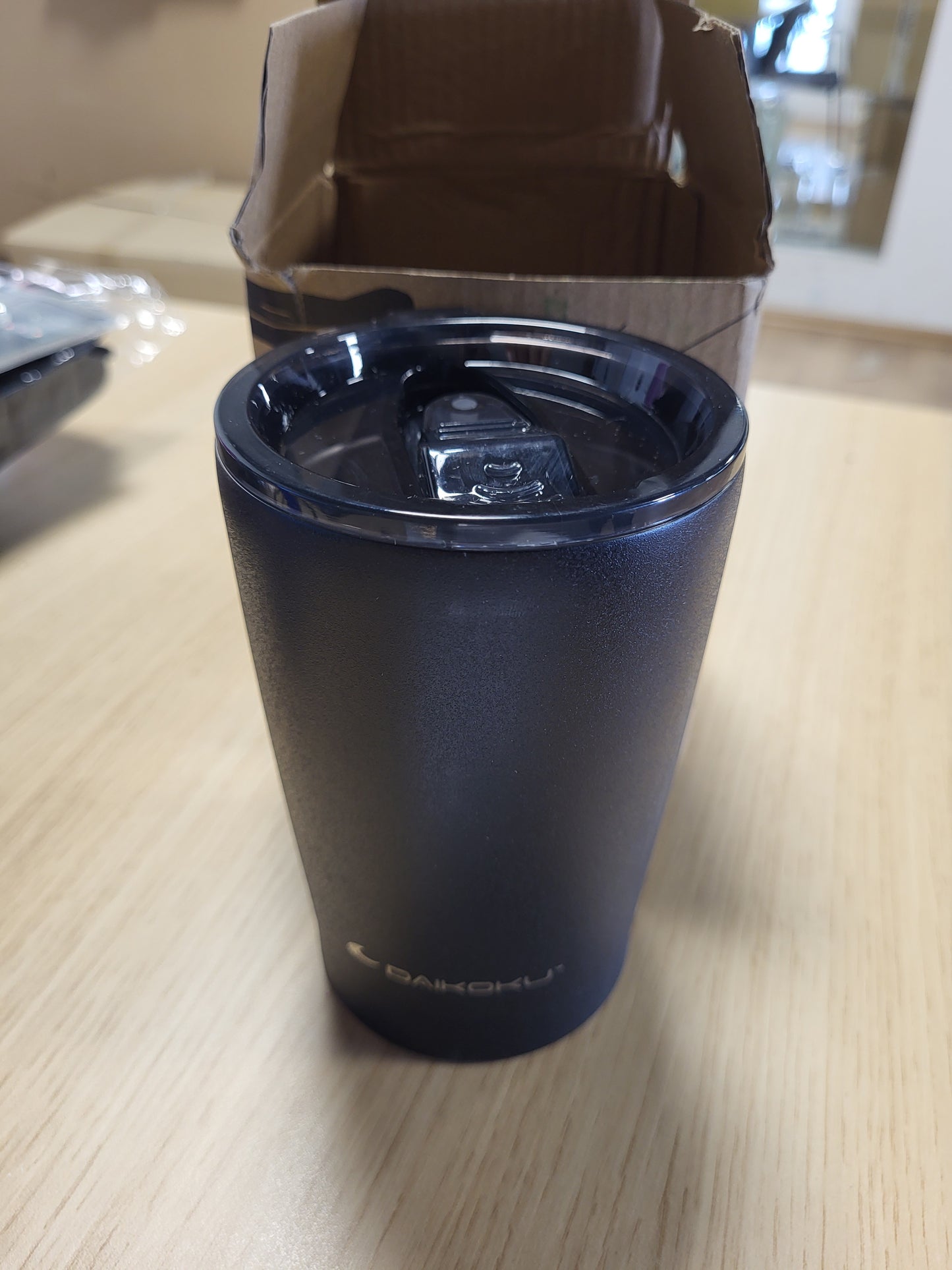 257423 - DAIKOKU Termos për kafe 330ml prej çeliku inox, filxhan termik i izoluar me dy mure, pa BPA, e zezë