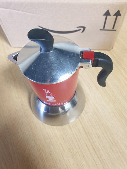 213790 - BIALETTI Makinë kafeje me induksion, 2 gota (100 ml), e përshtatshme për të gjitha llojet e sobave, e kuqe